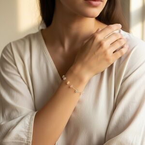 28k Gold Plated Candy Crystal Multi-Color Gemstone Bracelet. New.